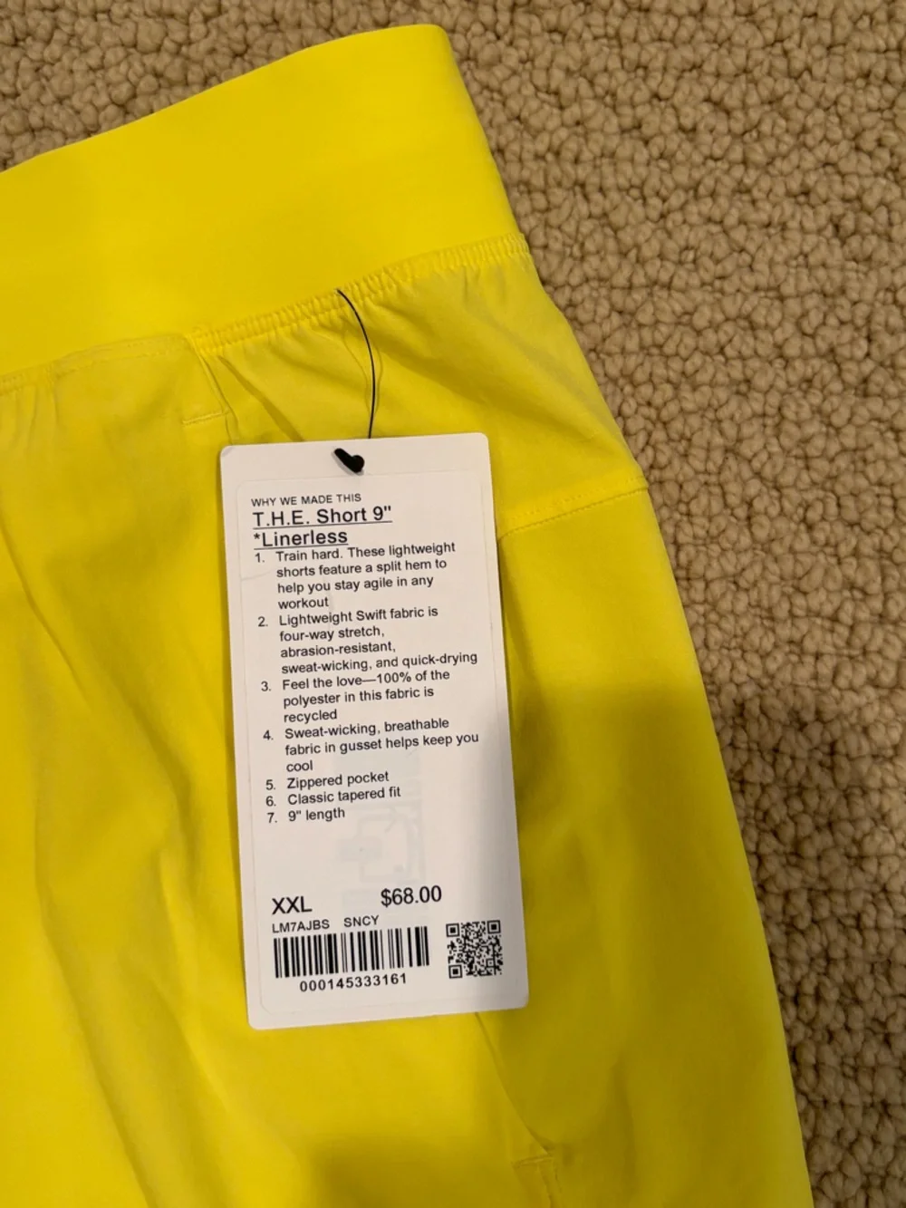 NWT lululemon athletica Bright Yellow Running Shorts - Picture 2 of 4